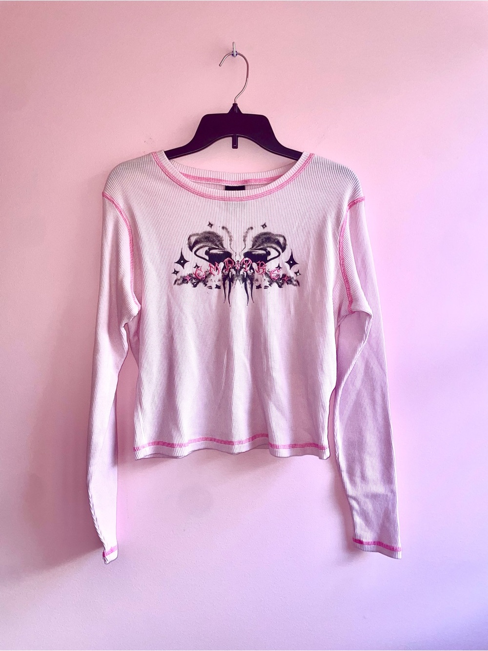 Empyre Light Pink Long-Sleeve Waffle Graphic Tee